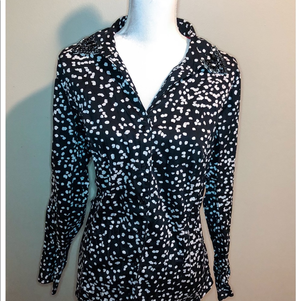 [Lane Bryant] Bling Collar Plus Button Down Blouse